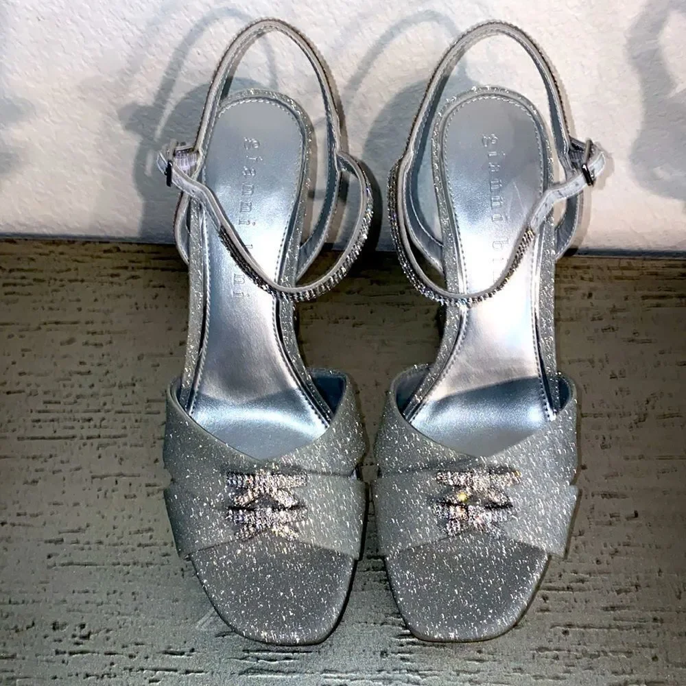 Gianni Bini Glitter Rhinestone Bow Platform Sandals - Picture 7 of 10